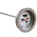 Food thermometer, especially for meat, analog, metallic, cooking thermometer, rod